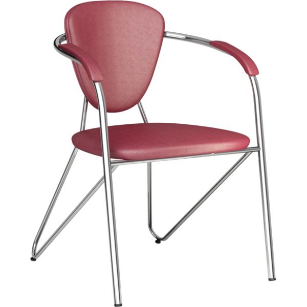 Офисный стул из экокожи с подлокотниками под цвет обивки, бордовый