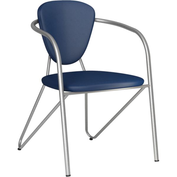 Офисный стул из экокожи с подлокотниками, темно-синий