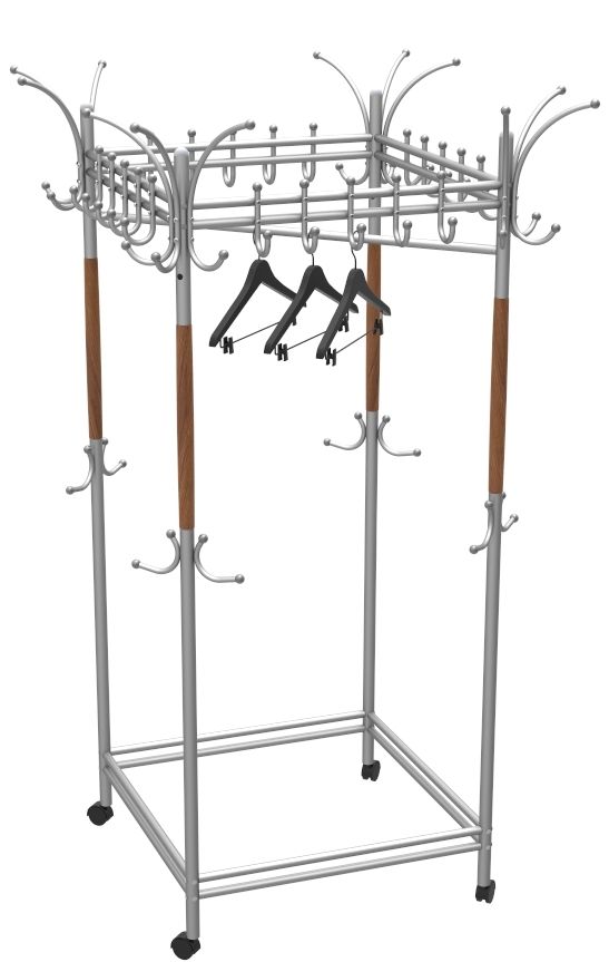Вешалка гардеробная на колесах Мебелик Галилео 216 металлик /средне-коричневый