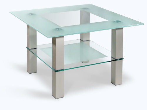 Стол журнальный Мебелик Кристалл 1 алюминий/прозрачное стекло
