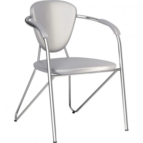 Офисный стул из экокожи с подлокотниками под цвет обивки, серый