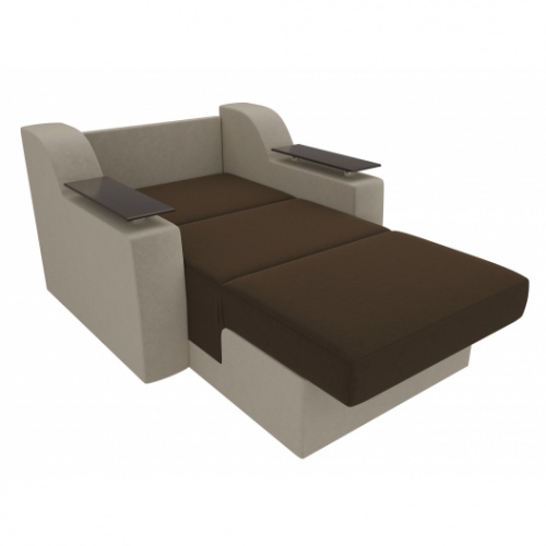Кресло-кровать Сенатор микровельвет коричневый/бежевый