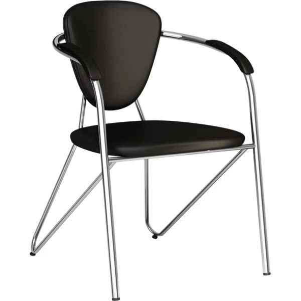 Офисный стул из экокожи с подлокотниками под цвет обивки, черный