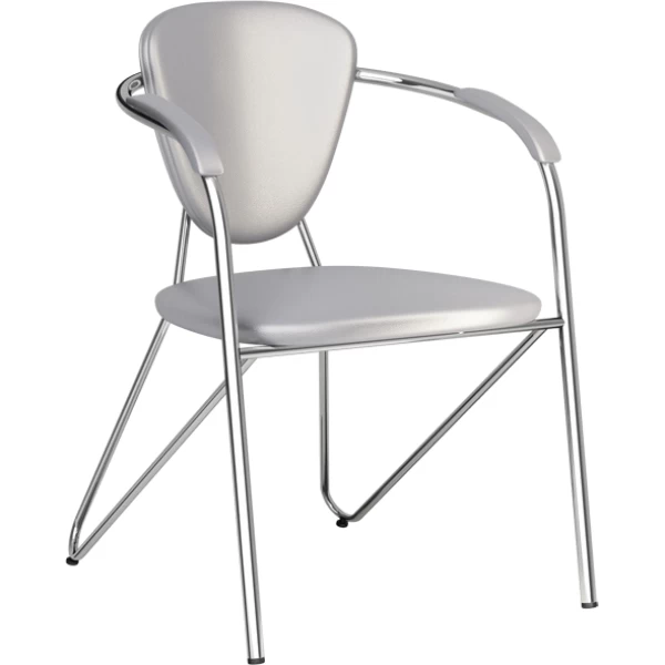 Офисный стул из экокожи с подлокотниками под цвет обивки, серый