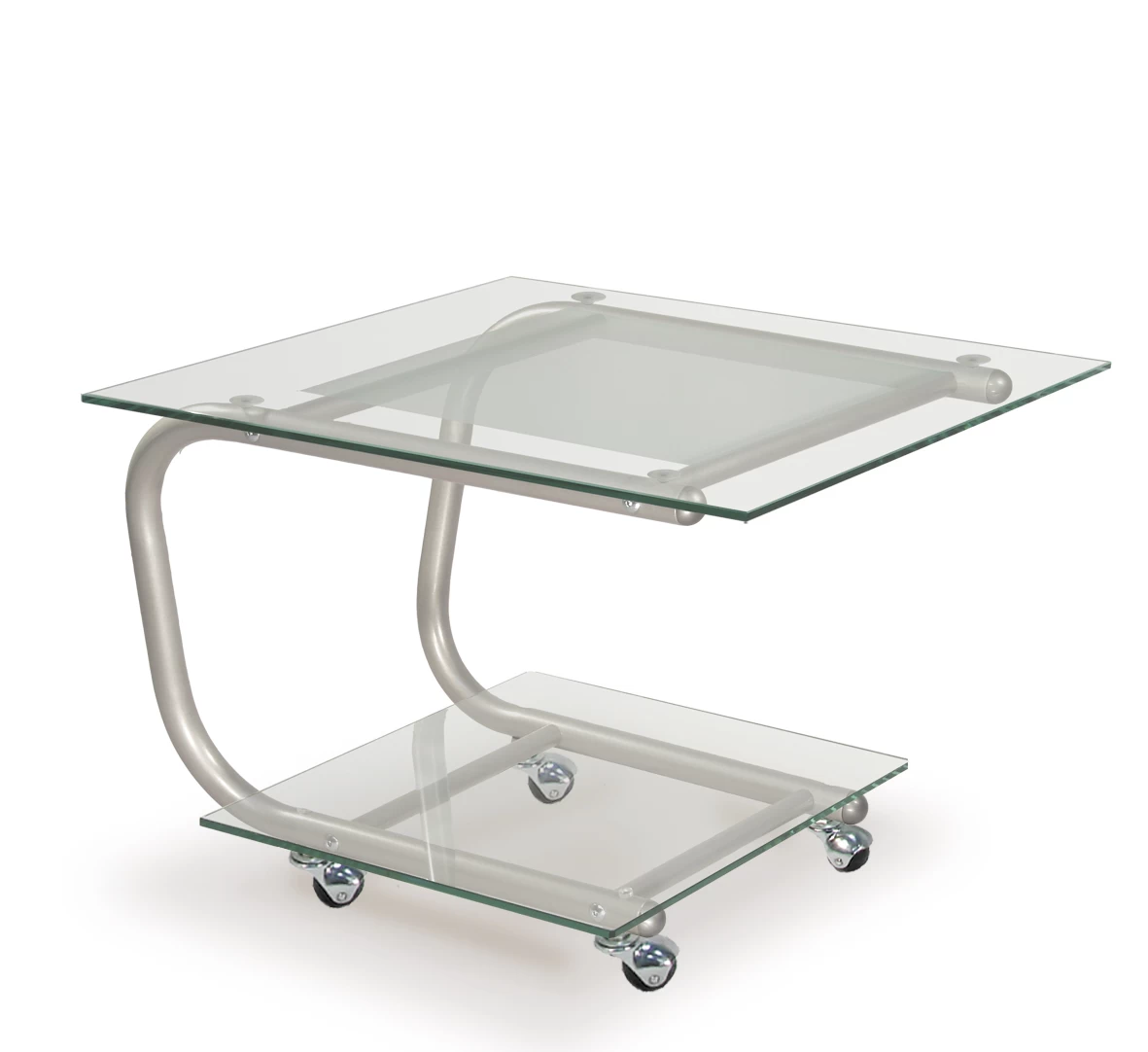 Стол журнальный Мебелик Дуэт 9 металлик/прозрачное стекло