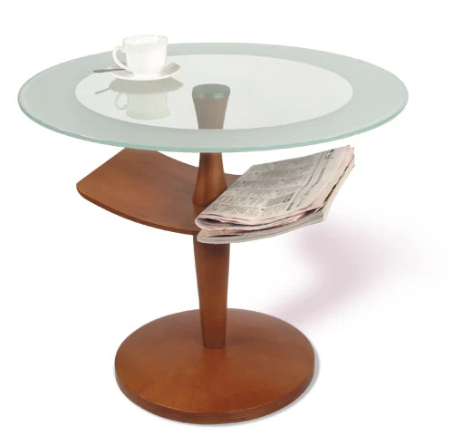 Стол журнальный Мебелик Рио 2 средне-коричневый/ прозрачное